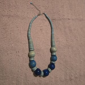Vintage Blue Wooden Necklace